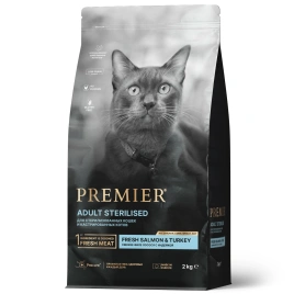 Сухой корм Premier Cat Salmon & Turkey Sterilised для стерилизованных кошек, с лососем и индейкой, 2 кг