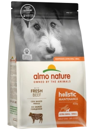 Сухой корм Almo Nature Beef & Rice для взрослых собак малых пород со свежей говядиной и коричневым рисом, 400 г
