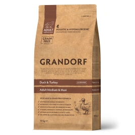 Сухой корм Grandorf Duck & Turkey Med & Maxi для взрослых собак средних и крупных пород, с уткой и индейкой, 10 кг