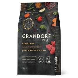 Сухой корм Grandorf Fresh Dog Lamb & Sweet Potato для юниоров средних и крупных пород беременных и кормящих собак беззерновой ягненок, с бататом, 10 кг