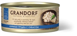 Влажный корм Grandorf Chicken для кошек, консервы, Куриная грудка с сибасом в бульоне, 70 г