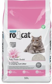 Наполнитель Ro Cat для кошачьего туалета, комкующийся без пыли с ароматом детской присыпки, 10 л