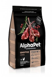Сухой корм ALPHAPET Superpremium Lamb для взрослых кошек и котов с чувствительным пищеварением, с ягненком, 1,5 кг