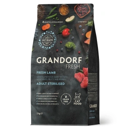Сухой корм Grandorf Fresh Cat Lamb & Sweet Potato для стерилизованных кошек чувствительное пищеварение или склонность к аллергии ягненок, с бататом, 2 кг