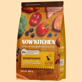 Сухой корм NOW'KITCHEN Turkey, Duck, Salmon & Vegetables для щенков малых пород, с индейкой, уткой, лососем и овощами, 400 г