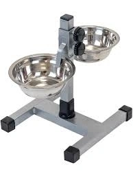 Миска Homepet для домашних животных, металлическая регулируемая подставка с мисками, хром, 2 шт, диаметр 13 см, до 25 см, 0,25 л