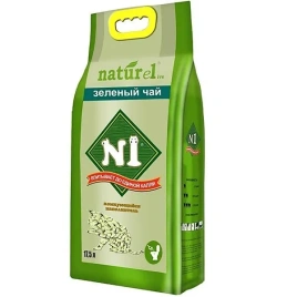 Наполнитель №1 Naturel для кошачьих туалетов, Зеленый чай комкующийся, 17,5 л