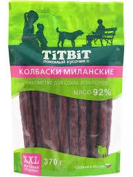 Лакомство Titbit колбаски миланские для собак, 370 г
