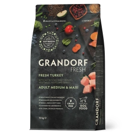 Сухой корм Grandorf Fresh Dog Turkey & Sweet Potato для взрослых собак средних и крупных пород диетическая формула для особо аллергичных собак индейка, с бататом, 10 кг