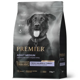 Сухой корм Premier Dog Salmon & Turkey Adult Medium для собак средних пород, с лососем и индейкой, 3 кг