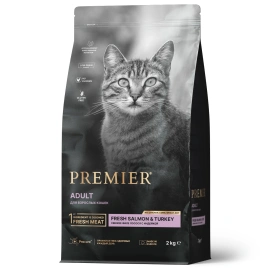 Сухой корм Premier Cat Salmon & Turkey Adult для взрослых кошек, с лососем и индейкой, 2 кг