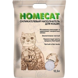 Наполнитель Homecat для кошачьих туалетов, Стандарт силикагелевый без запаха, 12,5 л