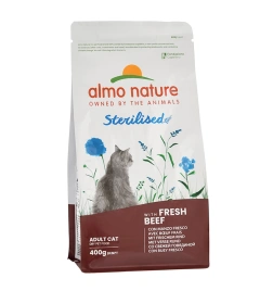 Сухой корм Almo Nature Sterilised Beef & Rice, для стерилизованных кошек со cвежей говядиной и коричневым рисом, 400 г