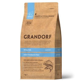 Сухой корм Grandorf White Fish Med & Maxi Белая рыба для взрослых собак средних и крупных пород, 1 кг