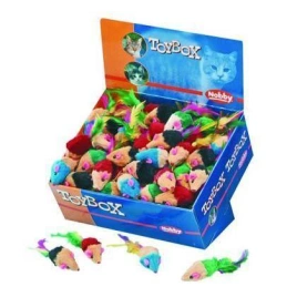 Игрушка NOBBY для кошек, с перьями, набор мышек, 5 см