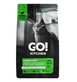 Сухой корм Go'Kitchen Salmon & Fish для котят и кошек всех возрастов, с лососем и морской, с лососем и рыбой, 3,63 кг