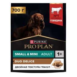 Сухой корм PRO PLAN DUO DELICE Beef для взрослых собак мелких и карликовых пород, с высоким содержанием говядины, 700 г