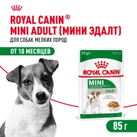 Влажный корм Royal Canin Mini Adult в соусе для взрослых собак мелких пород старше 10 месяцев, пауч, 85 г