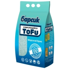 Наполнитель Барсик для кошачьих туалетов, комкующийся Tofu Морской бриз, 4,54 л