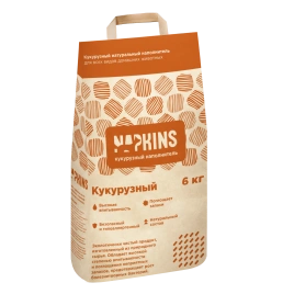 Наполнитель Napkins для кошачьего туалета, кукурузный, 8.5 л