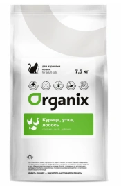 Сухой корм Organix Adult Chicken, Duck & Salmon для кошек, с курицей, уткой и лососем, 7,5 кг