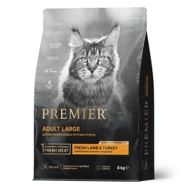 Сухой корм Premier Cat Lamb & Turkey Adult Large для взрослых кошек крупных пород, с ягненком и индейкой, 8 кг