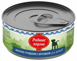 Влажный корм Родные корма Rabbit мясное угощение для щенков, с кроликом, 100 г