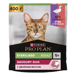 Сухой корм PRO PLAN Duck & Liver для взрослых стерилизованных кошек и кастрированных котов, с высоким содержанием утки и печенью, 400 г