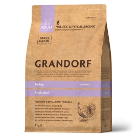 Сухой корм Grandorf Turkey Mini Индейка для взрослых собак мелких пород, 3 кг