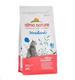 Сухой корм Almo Nature Sterilised Salmon & Rice, для стерилизованных кошек со свежим лососем и коричневым рисом, 400 г