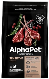 Сухой корм ALPHAPET Superpremium Lamb для взрослых кошек и котов с чувствительным пищеварением, с ягненком, 3 кг