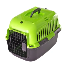 Переноска Fauna Int Explorer Splash металлическая дверка зеленая черная, 49 см х 32 см х 32 см
