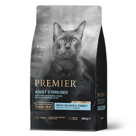 Сухой корм Premier Cat Salmon & Turkey Sterilised для стерилизованных кошек, с лососем и индейкой, 400 г