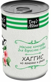 Влажный корм Dog`s Menu Lamb & Rice для взрослых собак хаггис из ягненка и риса, 340 г