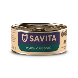 Влажный корм SAVITA Tuna & Cod для стерилизованных кошек, с тунцом и треской, 100 г