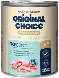Влажный корм ORIGINAL CHOICE Elite Nutrition Adult Turkey & Rabbit для собак, с индейкой и кроликом, 750 г