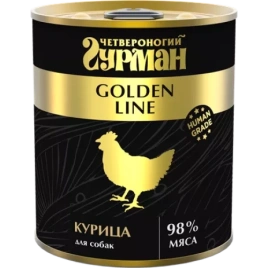 Влажный корм Четвероногий Гурман Золотая линия Chicken для собак, курица натуральная в желе, 340 г