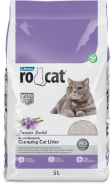 Наполнитель Ro Cat для кошачьего туалета, комкующийся без пыли с ароматом лаванды, 5 л