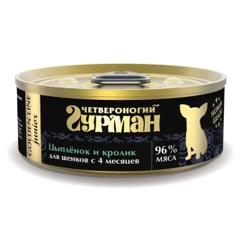 Влажный корм Четвероногий Гурман Golden line Rabbit для щенков, цыпленок и кролик в желе, 100 г