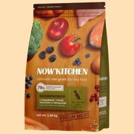 Сухой корм NOW'KITCHEN Fresh Senior Turkey, Duck & Salmon для собак старше 7 лет со свежей индейкой,уткой, с индейкой, уткой и лососем, 1,59 кг