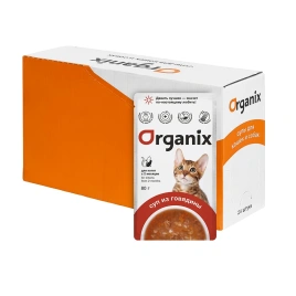 Влажный корм Organix Preventive Line суп Beef, Vegetables & Rice для котят, с говядиной, овощами и рисом, 80 г