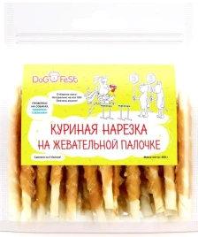 Лакомство Dog Fest куриная нарезка на жевательной палочке с курицей, 500 г
