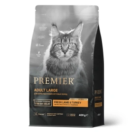 Сухой корм Premier Cat Lamb & Turkey Adult Large для взрослых кошек крупных пород, с ягненком и индейкой, 400 г