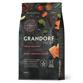 Сухой корм Grandorf Fresh Dog Salmon & Sweet Potato для взрослых собак средних и крупных пород для здоровья кожи и шерсти лосось, с бататом, 10 кг