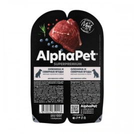 Влажный корм ALPHAPET Superpremium ламистер Venison & Northern Berries для взрослых собак, с олениной и северными ягодами, 100 г