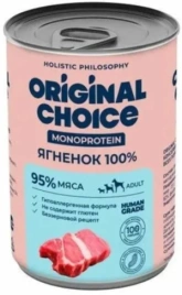 Влажный корм ORIGINAL CHOICE Monoprotein Adult Lamb для собак всех пород, с ягненком, 340 г