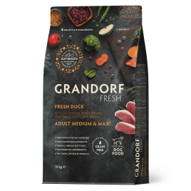 Сухой корм Grandorf Fresh Dog Duck & Sweet Potato для взрослых собак средних и крупных пород диетическая формула для особо аллергичных собак утка, с бататом, 10 кг