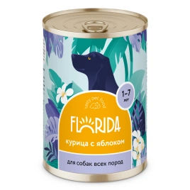 Влажный корм FLORIDA Chicken & Apple для собак, с курицей с яблоком, 400 г