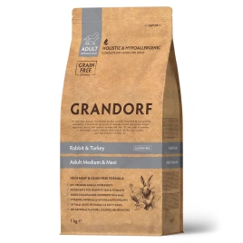 Сухой корм Grandorf Rabbit & Turkey Med & Maxi для взрослых собак средних и крупных пород, с кроликом и индейкой, 1 кг