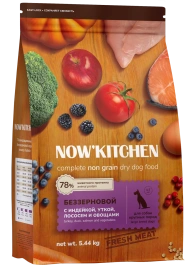 Сухой корм NOW'KITCHEN Fresh Large Adult Turkey, Duck & Salmon для взрослых собак крупных пород со свежей индейкой,уткой, с индейкой, уткой и лососем, 5,44 кг